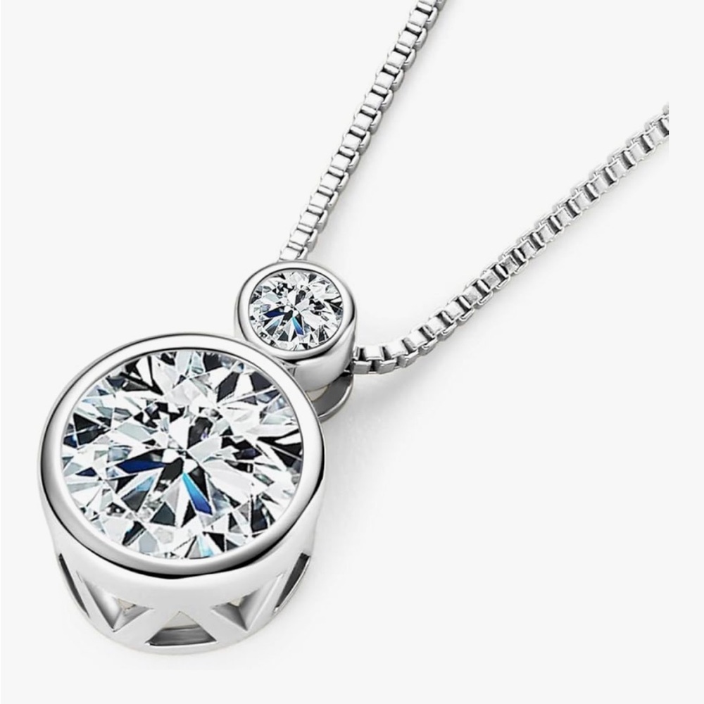 Certified Moissanite Diamond Solitaire 18K Gold- 925 Sterling Silver Necklace
